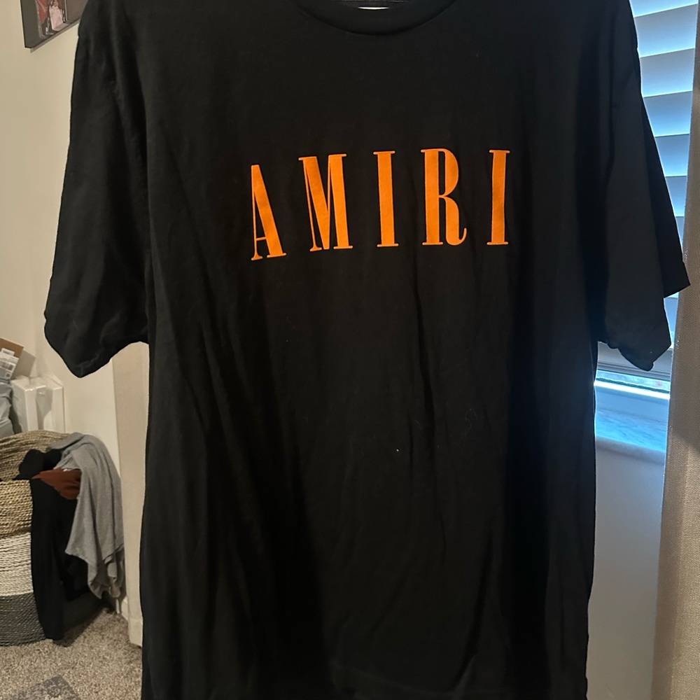 AMIRI Black Tee with Orange Logo
